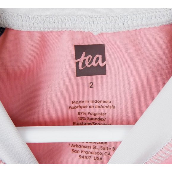 NEW Tea Collection Pink & Blue Blocked Color Swim Rashguard, size 2 - Picture 5 of 6